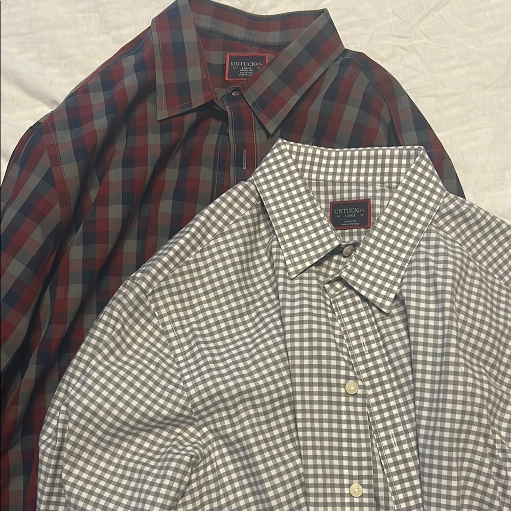 UNTUCKit Red and Gray Casual Button Down Shirts
